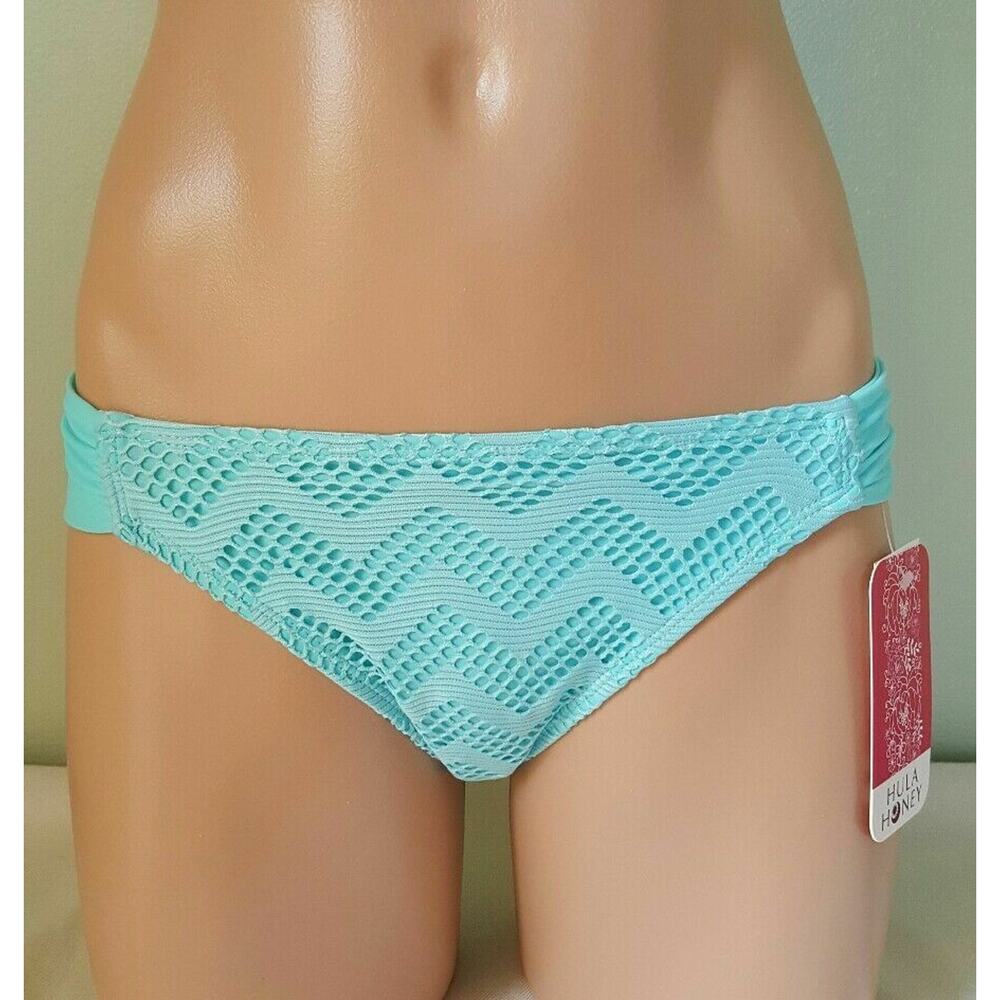 Hula Honey tropical blue crochet bikini bottom size S juniors